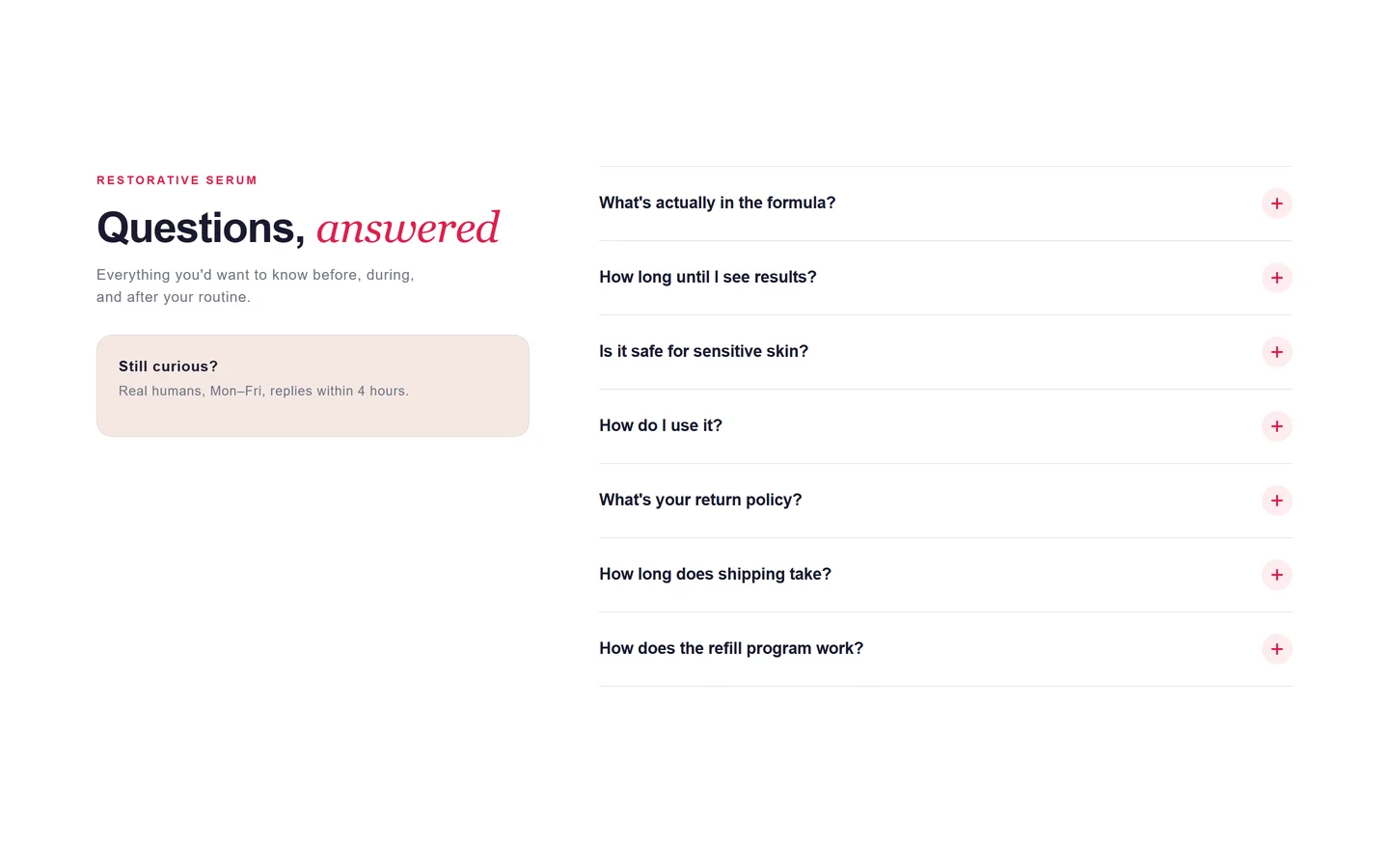 FAQ accordion section preview