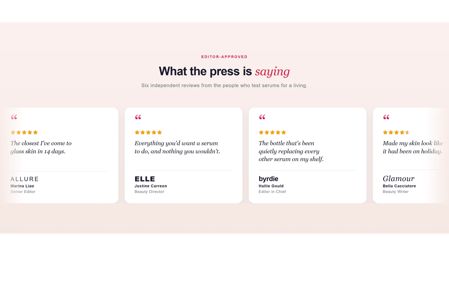 Press quotes section preview