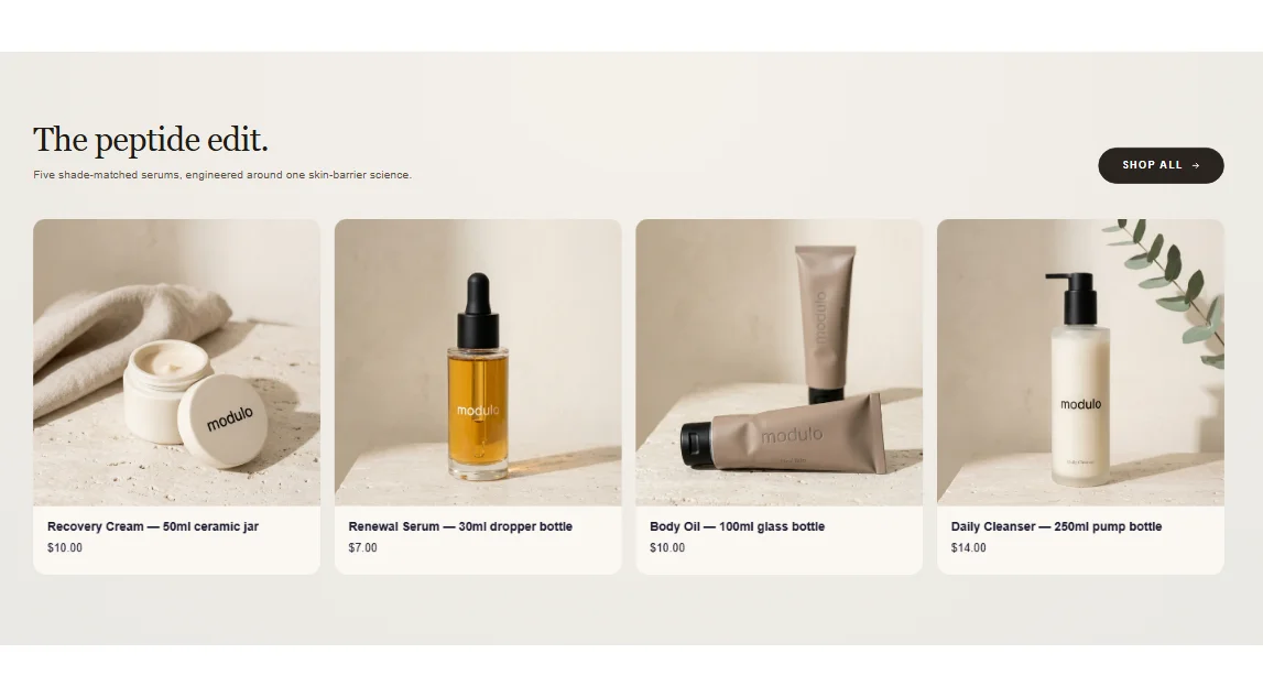 Product showcase section preview